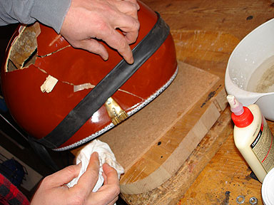 Sitar repair - Adhesive work 2