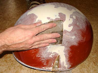 Sitar repair - sanding and filling 4